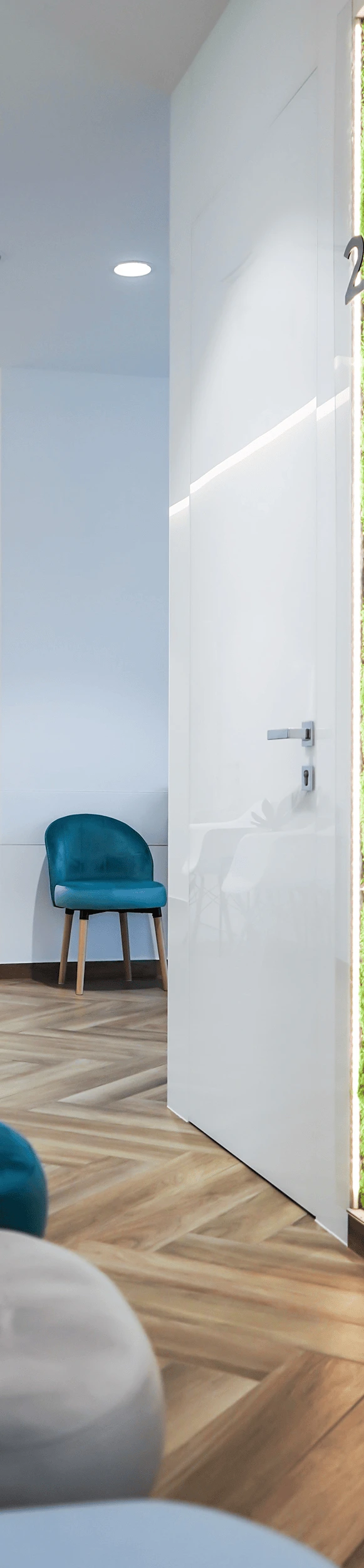 Empty chair in dr office waiting room